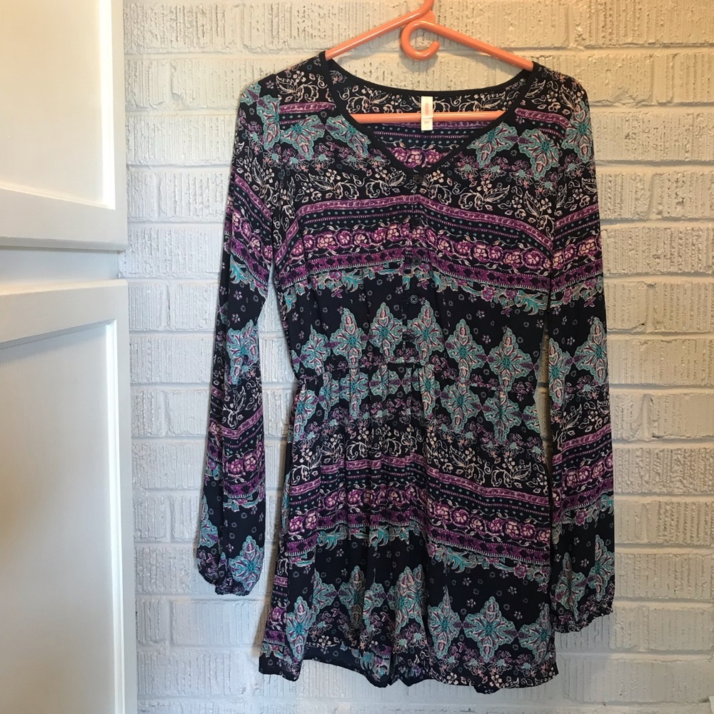 Boho long sleeve romper